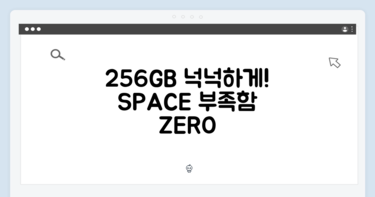 256GB 저장 공간, 부족함 없이